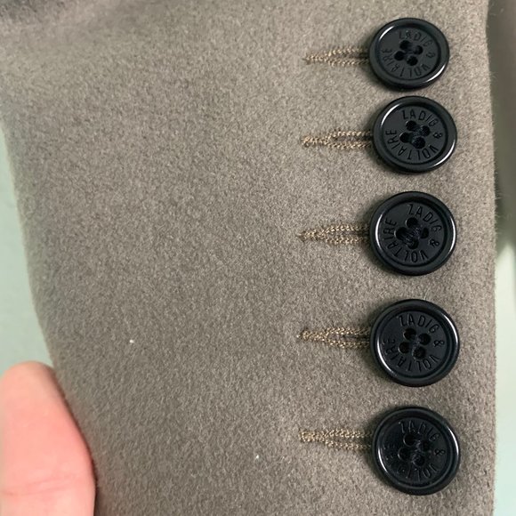 Zadig and Voltaire Deluxe Wool Cashmere Coat Taupe Size M - Picture 5 of 8